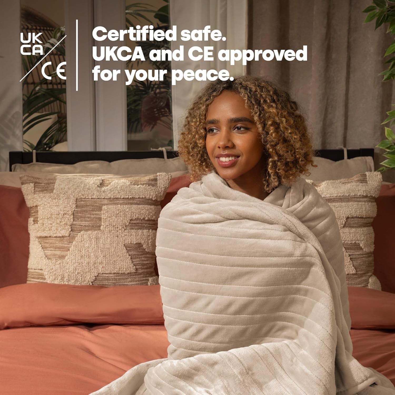 Electric Heated Throw Blanket 9 Heat Settings Timer Soft Fleece 160x130cm