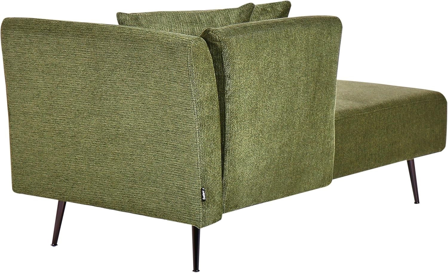Green Chaise Lounge Sofa Modern | Cushions, Metal Legs, Compact & Comfy