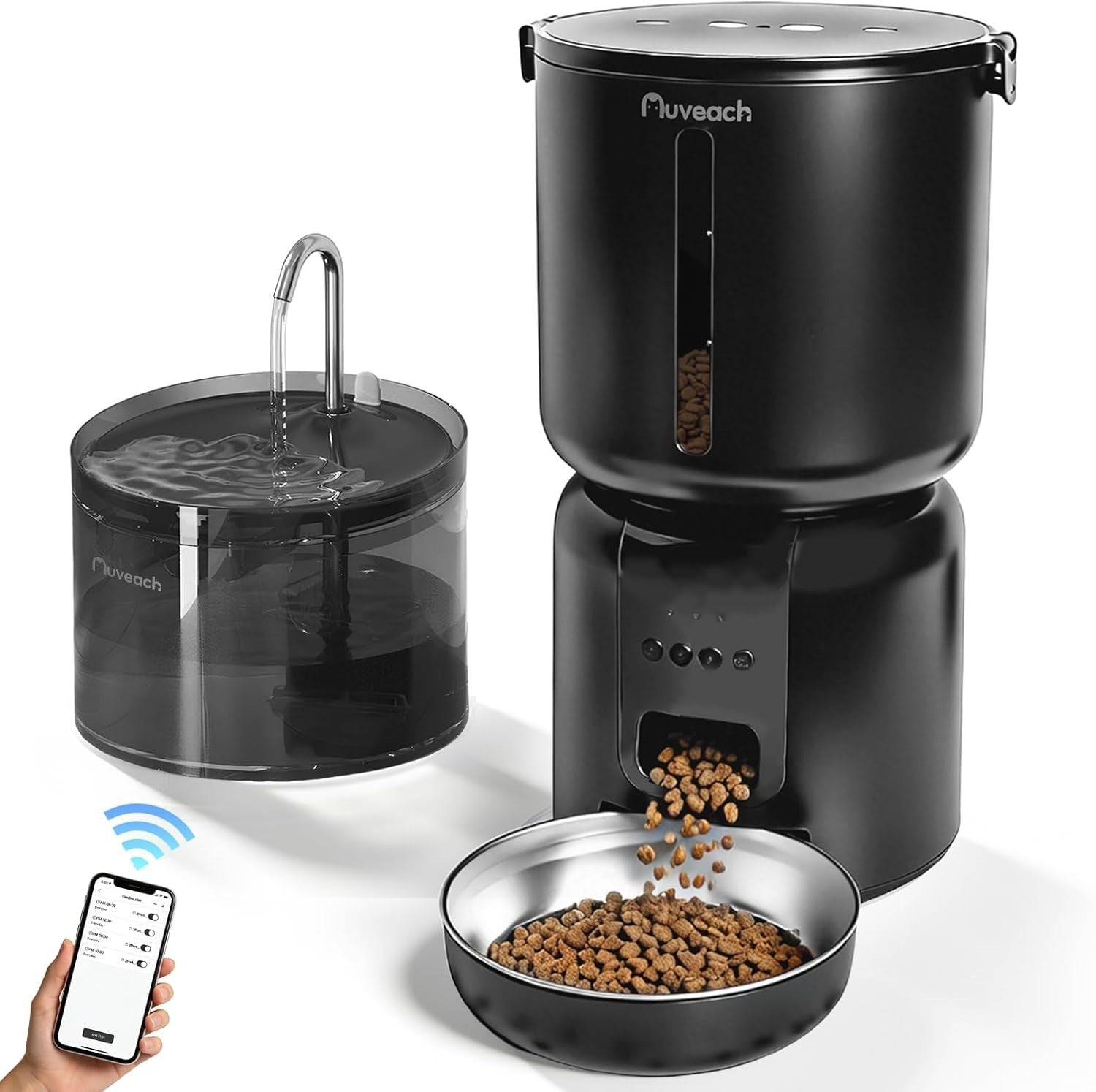 Smart Cat Feeder & Water Fountain WiFi App Control 4L Auto Feeding