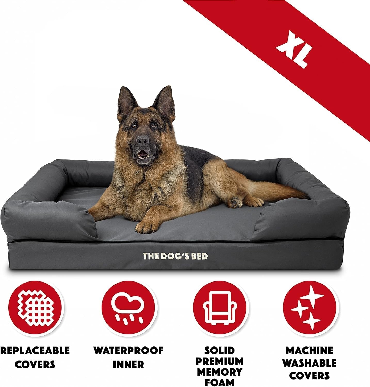 XL Orthopedic Memory Foam Dog Bed Washable Bolster