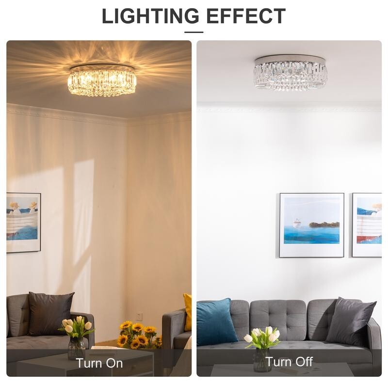 Luxury 50cm Crystal Ceiling Light Chandelier Flush Mount G9 Modern Chrome