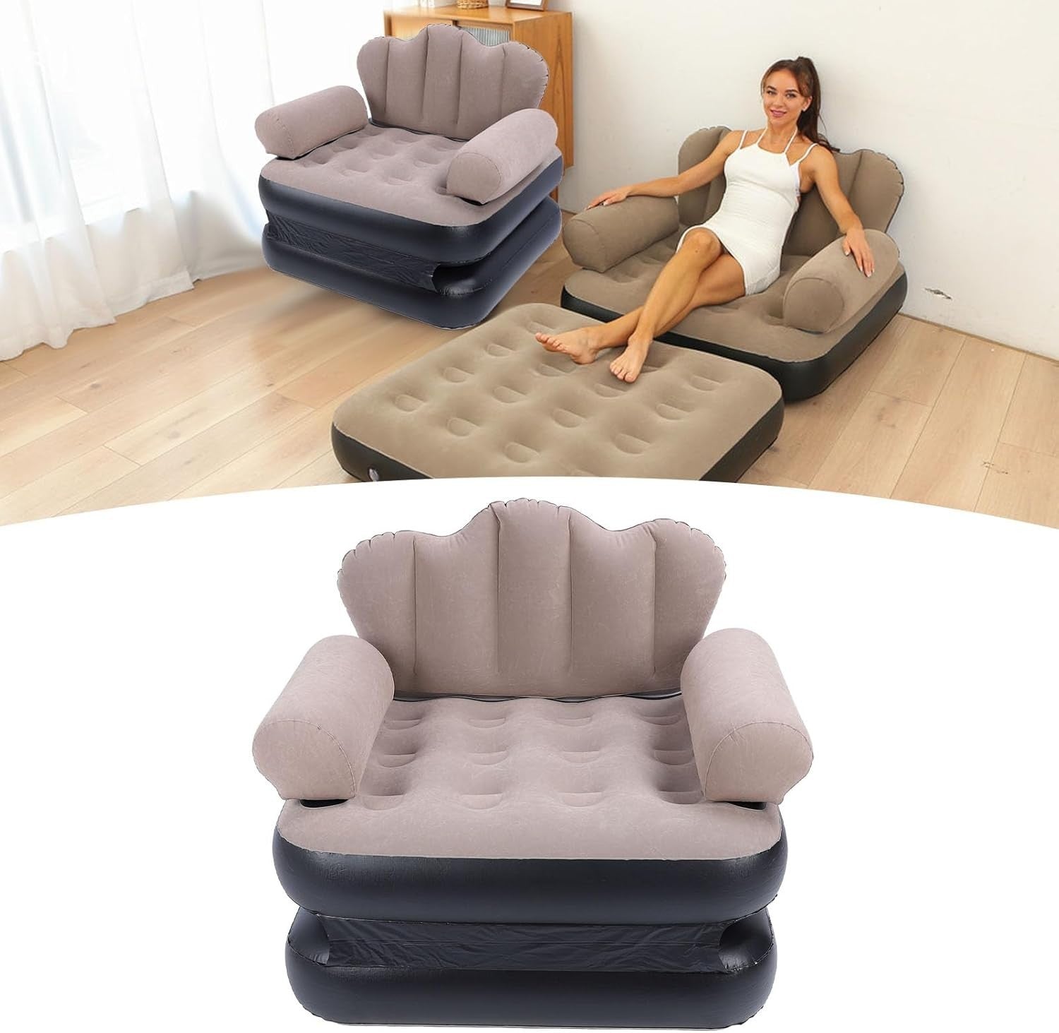 Inflatable Couch Mattress – Portable Foldable Sofa Bed, Thick PVC