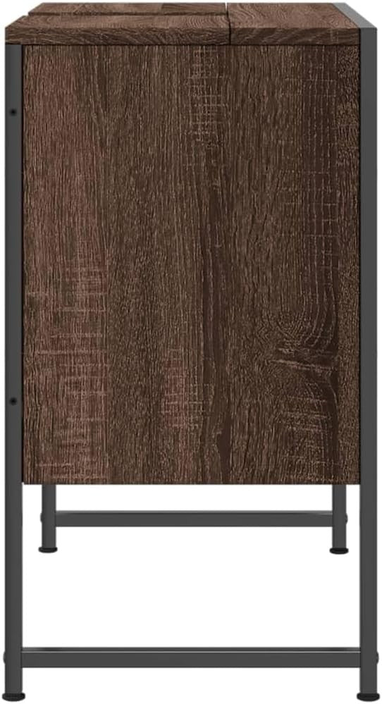 Modern Brown Oak Bathroom Sink Cabinet 60cm Under Basin Storage Unit Cupboard