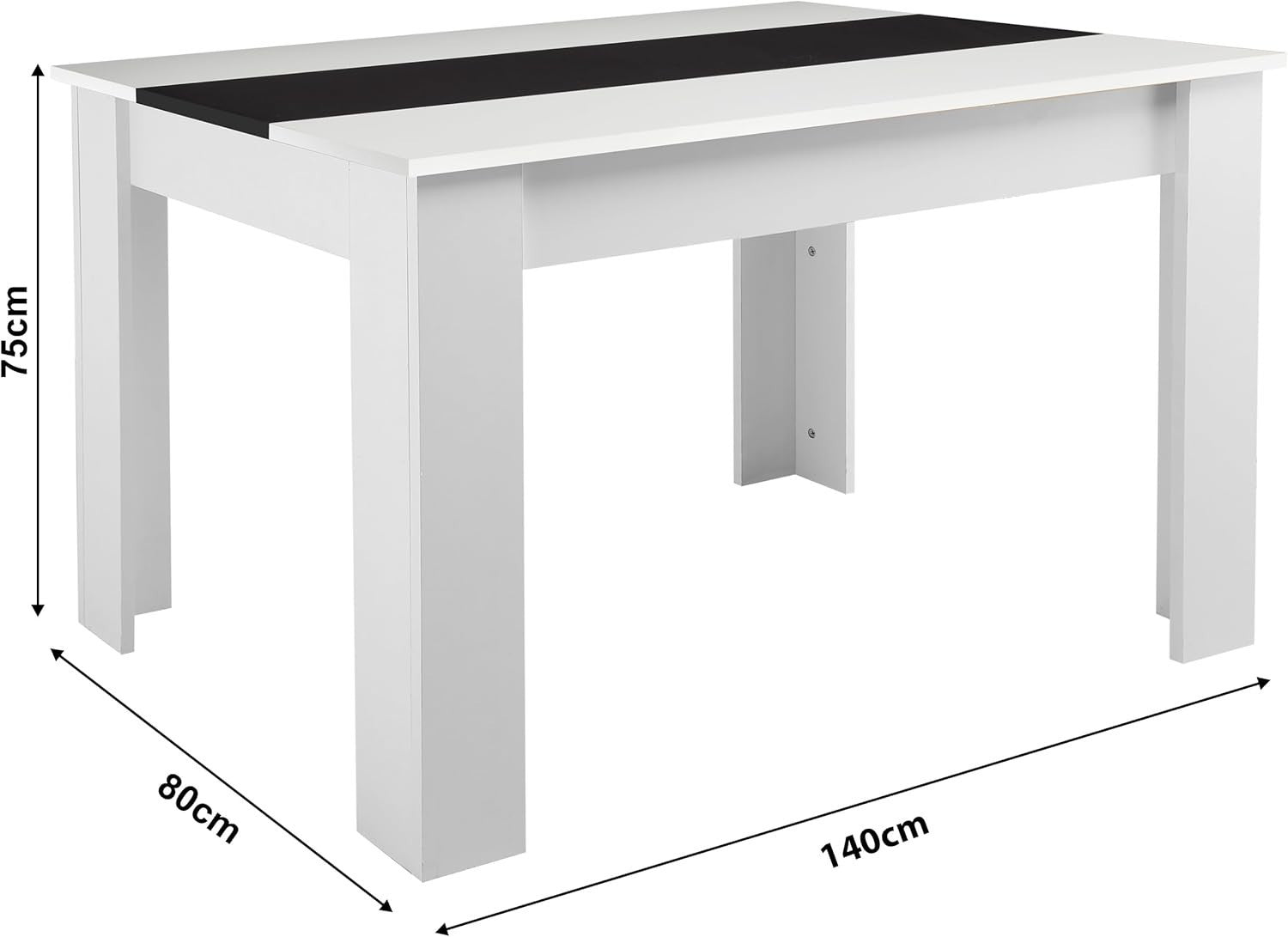 Modern Dining Table Set 6 PU Leather Chairs White Black 140cm x 80cm