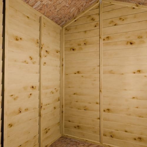 Wooden Garden Storage Shed 6x4ft Apex Roof Windowed Outdoor Tool Shed Brown