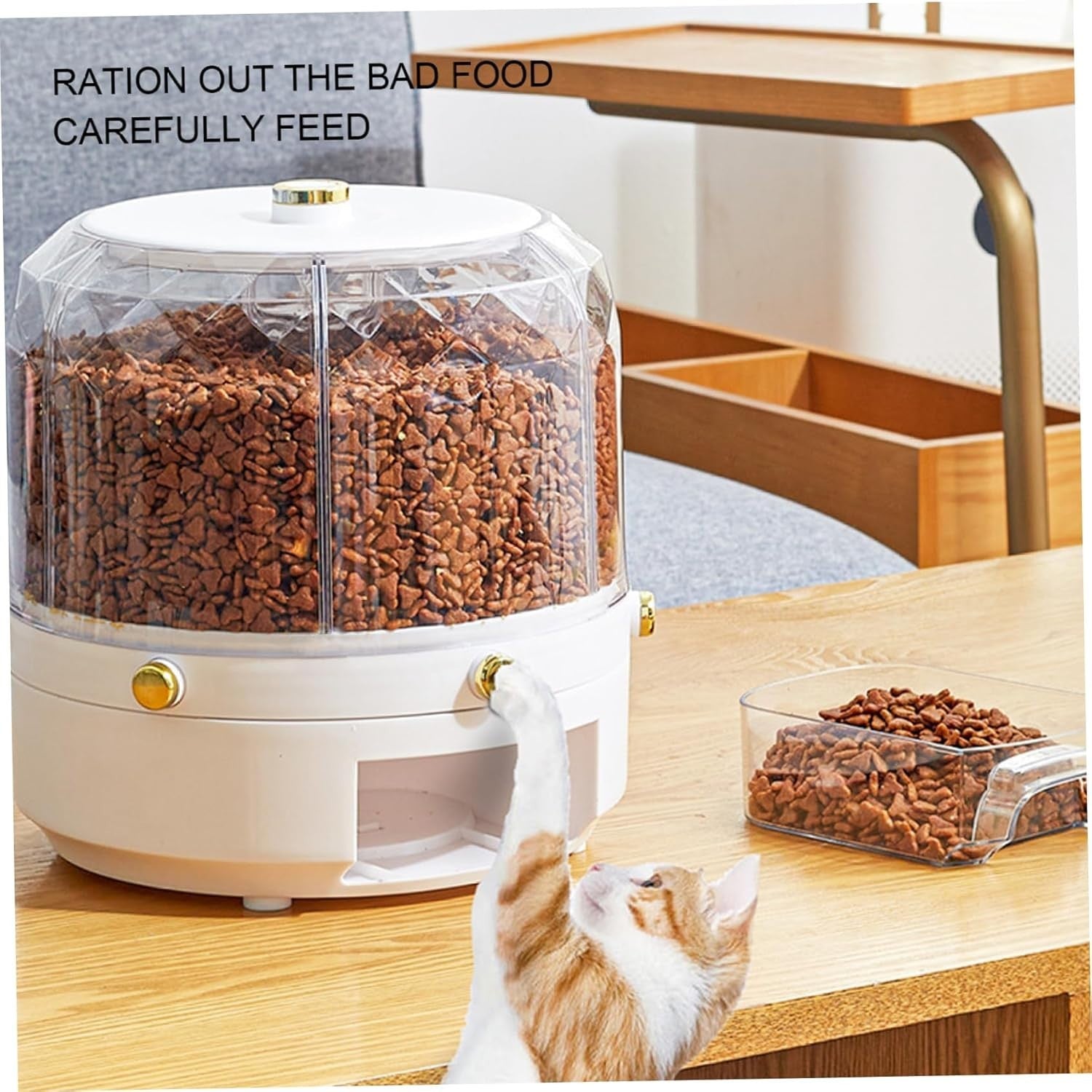 30L Rotating Rice Dispenser 6 Grid Airtight Grain Storage Container