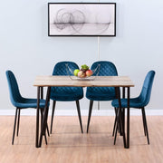 Modern Solid Wood Dining Table Set 4 Velvet Chairs Rectangular Kitchen