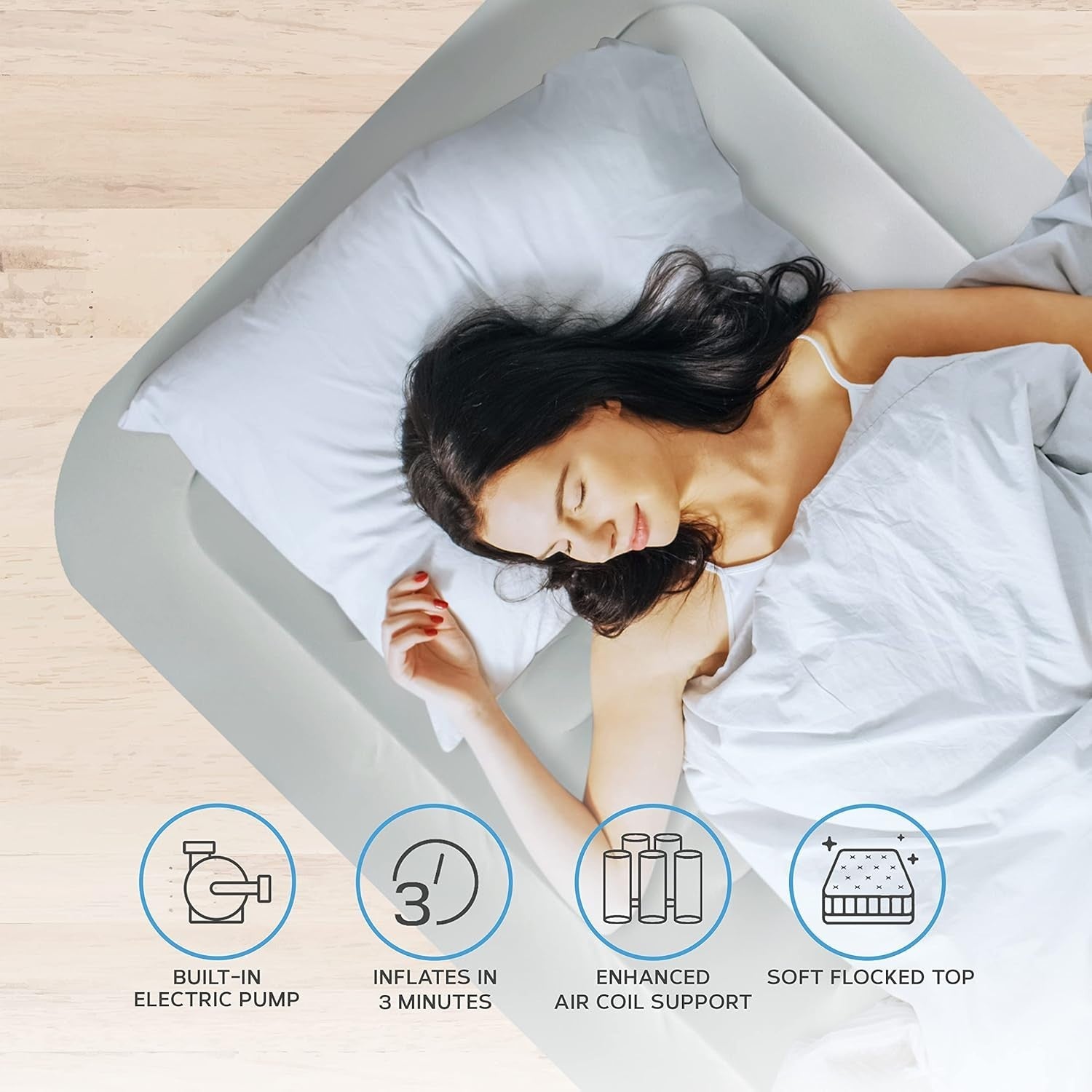 Single Inflatable Air Mattress with Electric Pump & Pillow – 99x196cm