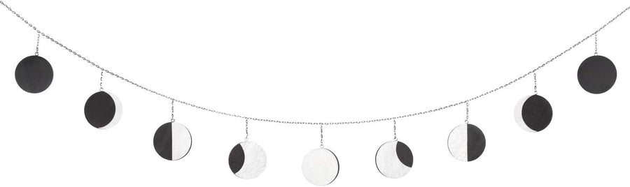 Moon Phase Garland Silver Boho Wall Hanging Decor 54"