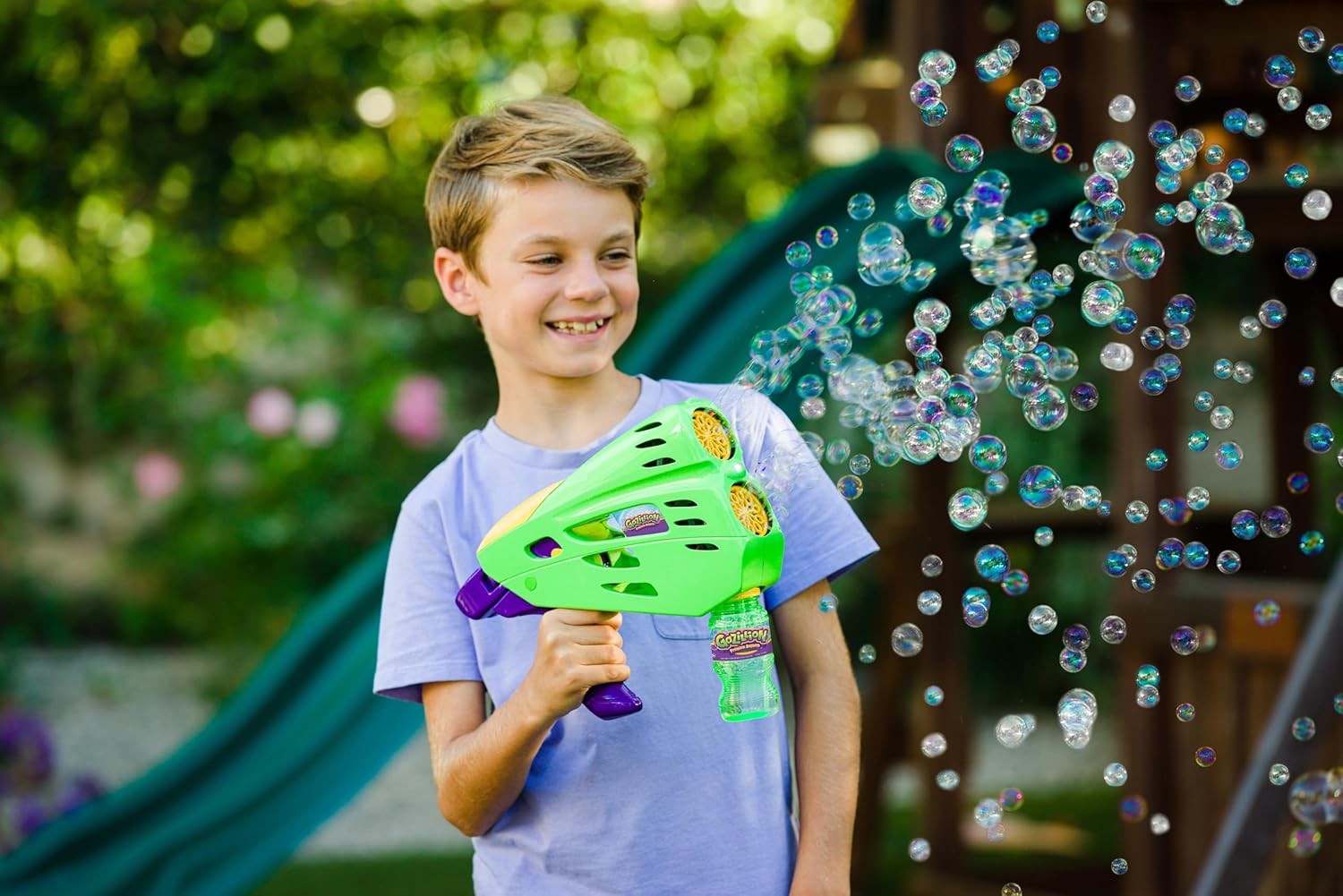 Rechargeable 2 in 1 Bubble Gun Wand LED Light Kids Toy