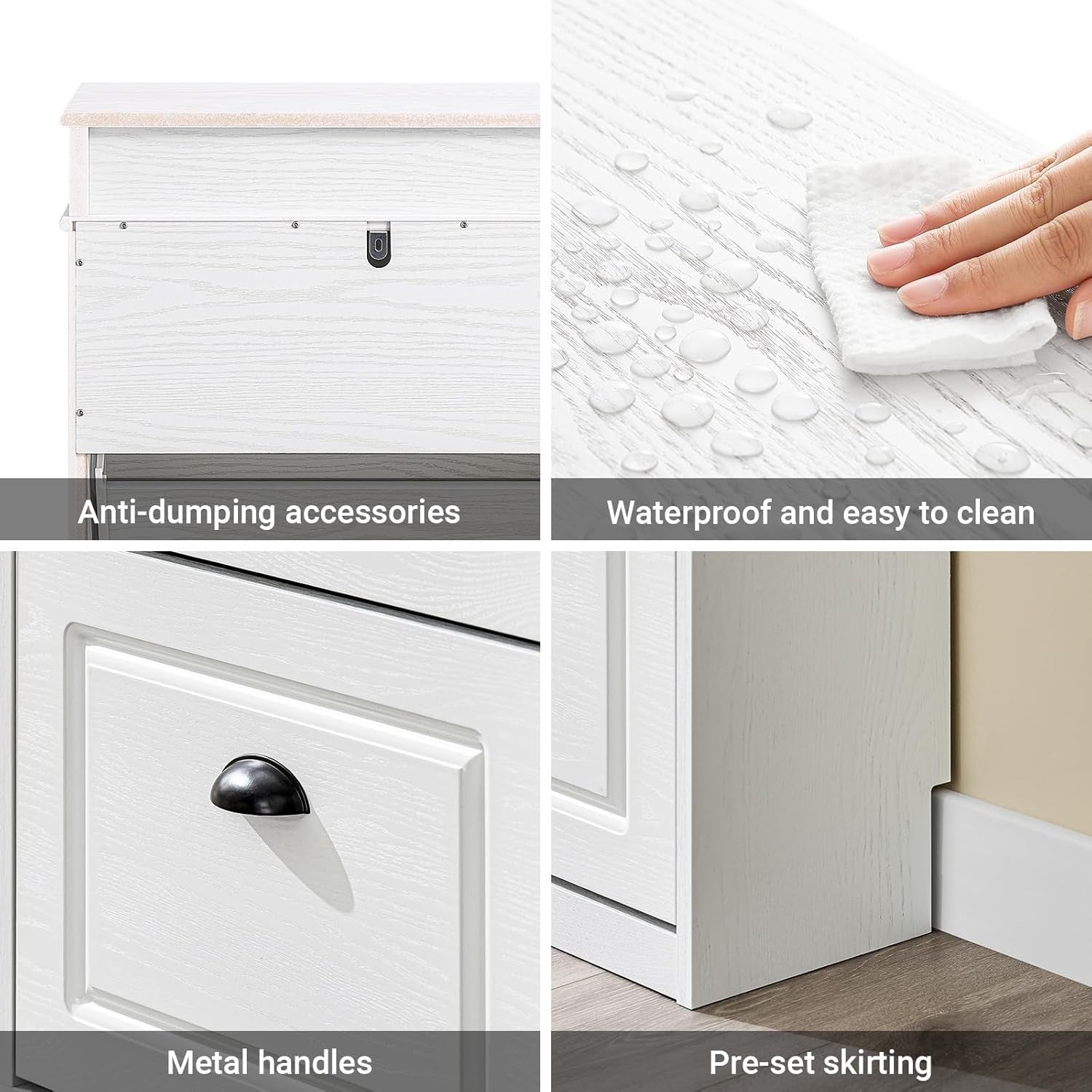 2-Drawer Slim Shoe Cabinet with Flip Drawers, 54x24x82 cm White Vintage Wood