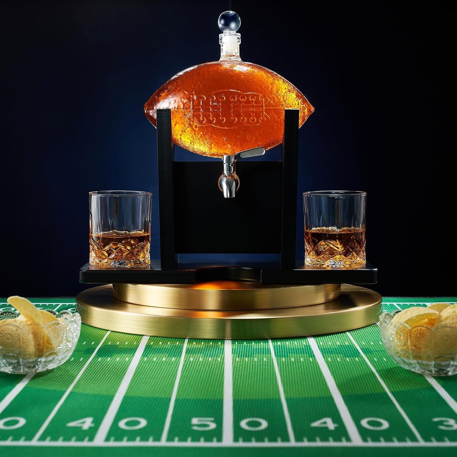 Football Whiskey Decanter Set 1400ml with Stand & 2 Glasses – Sport Lover Gift