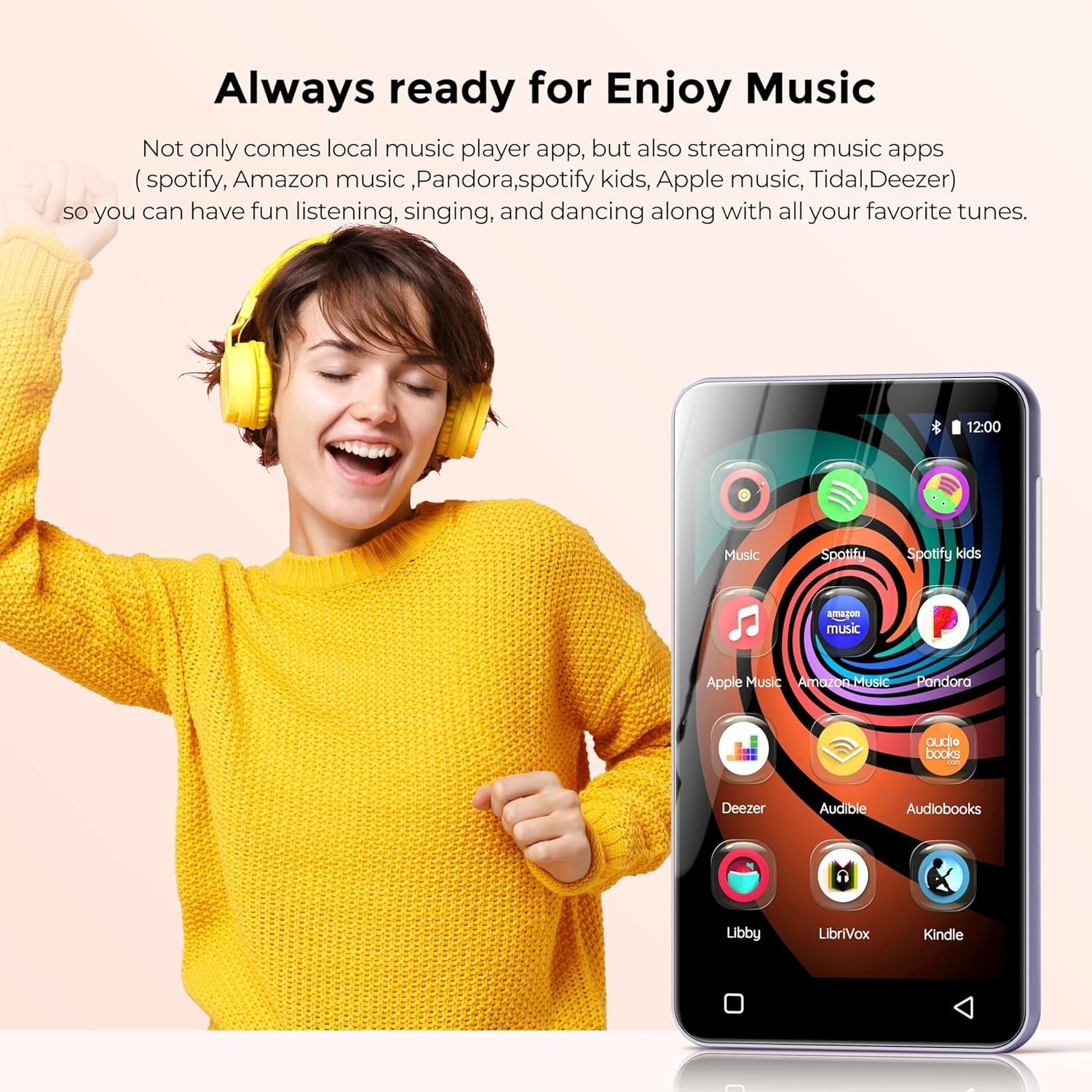 32GB MP3 Player Bluetooth WiFi Touchscreen with Armband – White+Purple