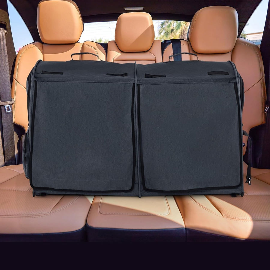 Foldable Pet Carrier 2-in-1 Cat Dog Travel Crate with Hammocks & Litter Box