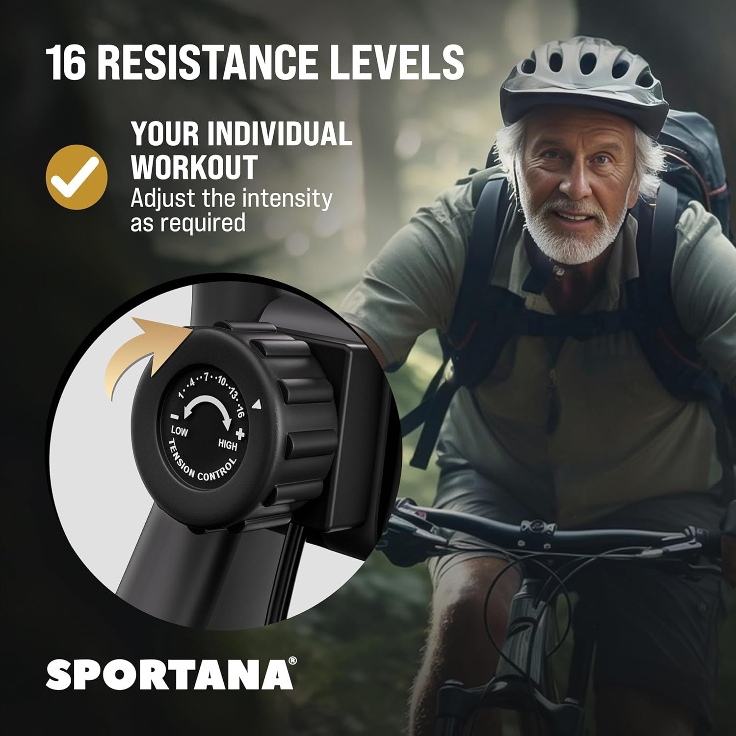 Folding Exercise Bike w/ 16-Level Magnetic Resistance & Fitness Bands 140kg Cap