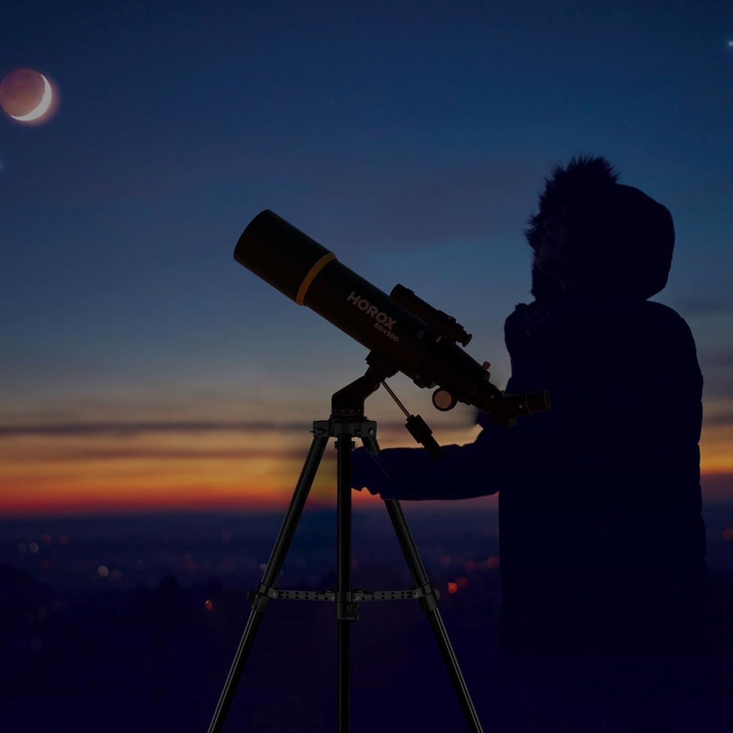 80mm Aperture 500mm Refractor Telescope for Adults & Kids with Tripod - Black