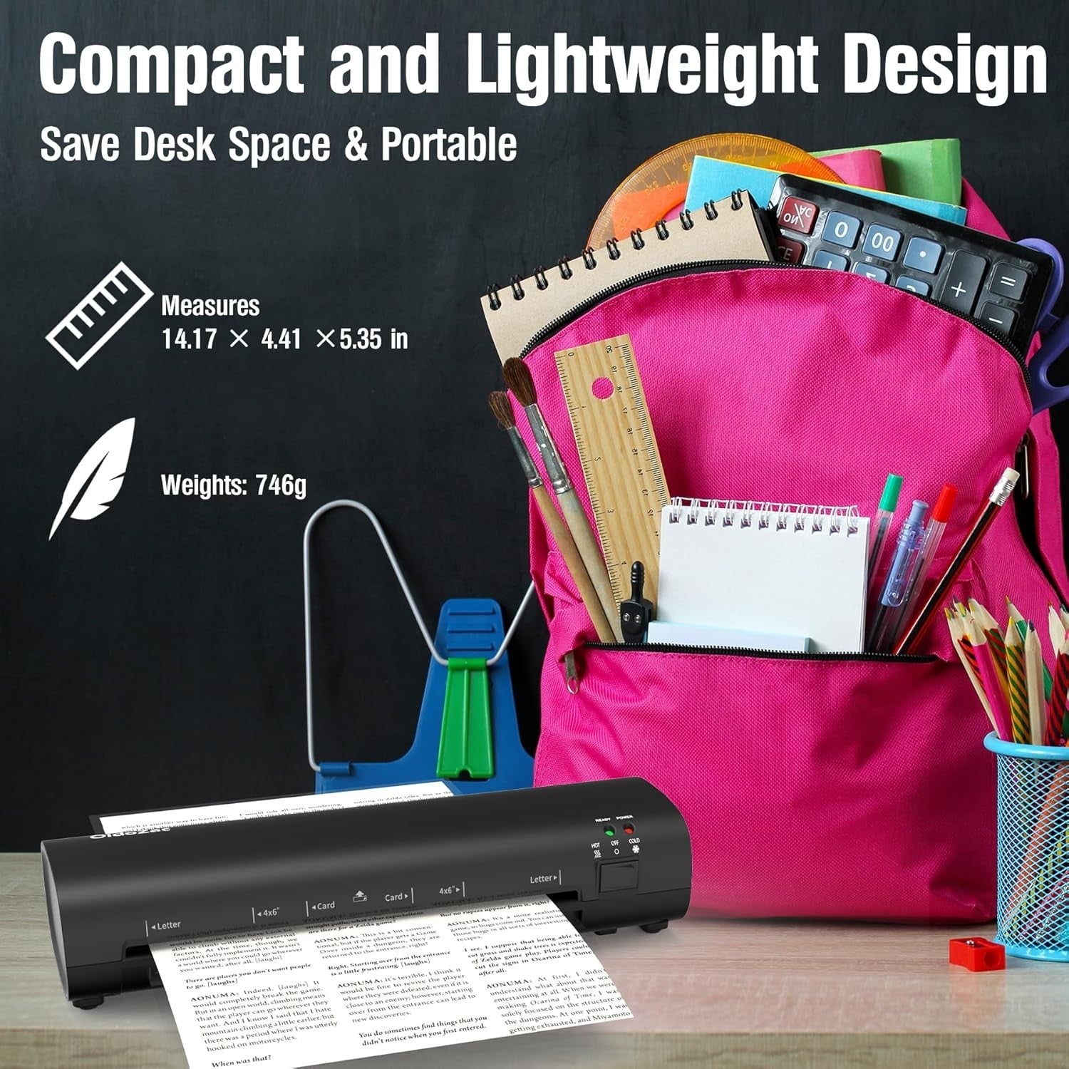 A4 Laminator Hot Cold 4-in-1 Compact No Bubble ABS Jam Release