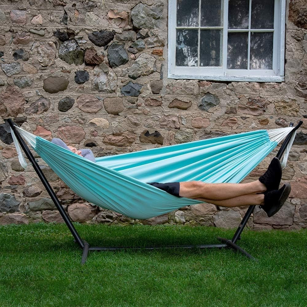 Double Hammock with Stand – 280cm Polyester Frame, 2 Person Outdoor Relax Bed