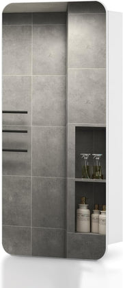 Wall Mounted Mirror Bathroom Cabinet 90cm with Storage Shelf & 3 Tiers
