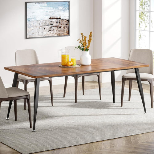 6-8 Seater Industrial Dining Table Metal Legs Wood Effect 180cm Modern