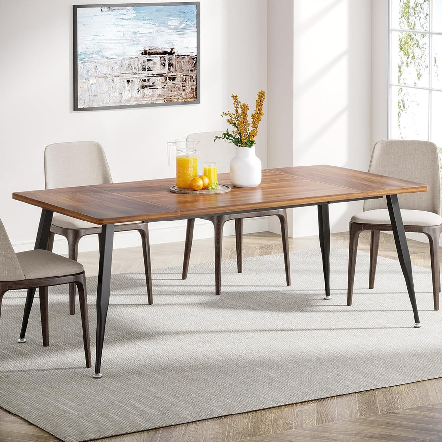 6-8 Seater Industrial Dining Table Metal Legs Wood Effect 180cm Modern