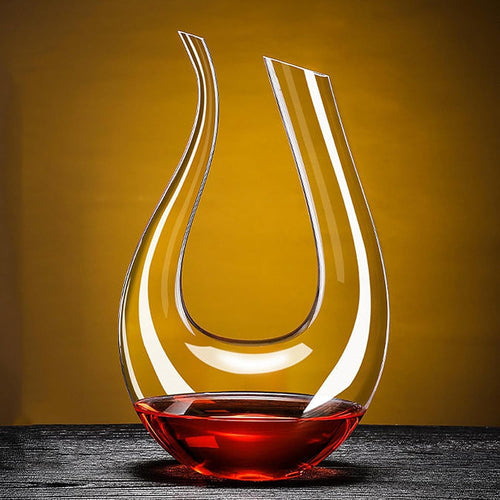 1.5L Crystal Wine Decanter Aerator | Elegant U-Shape Glass Carafe for Red Wine L