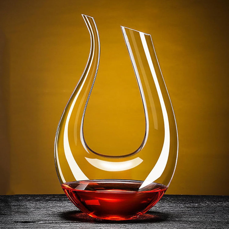 1.5L Crystal Wine Decanter Aerator | Elegant U-Shape Glass Carafe for Red Wine L