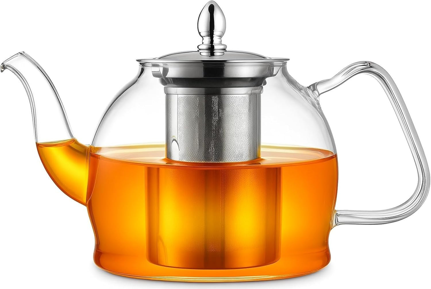 Glass Teapot with Infuser 1200ml Loose Leaf Tea Maker Stainless Steel