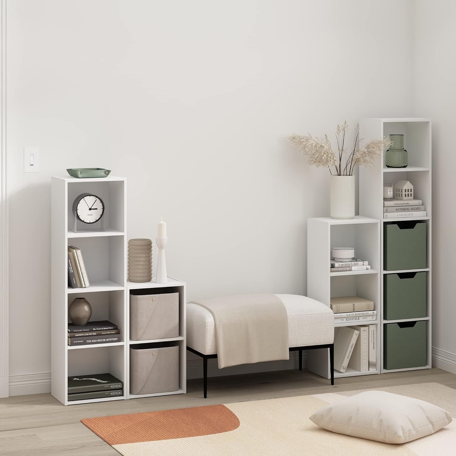 2Tier White Wooden Bookcase Small Storage Shelf Compact Organizer Open Bookshelf
