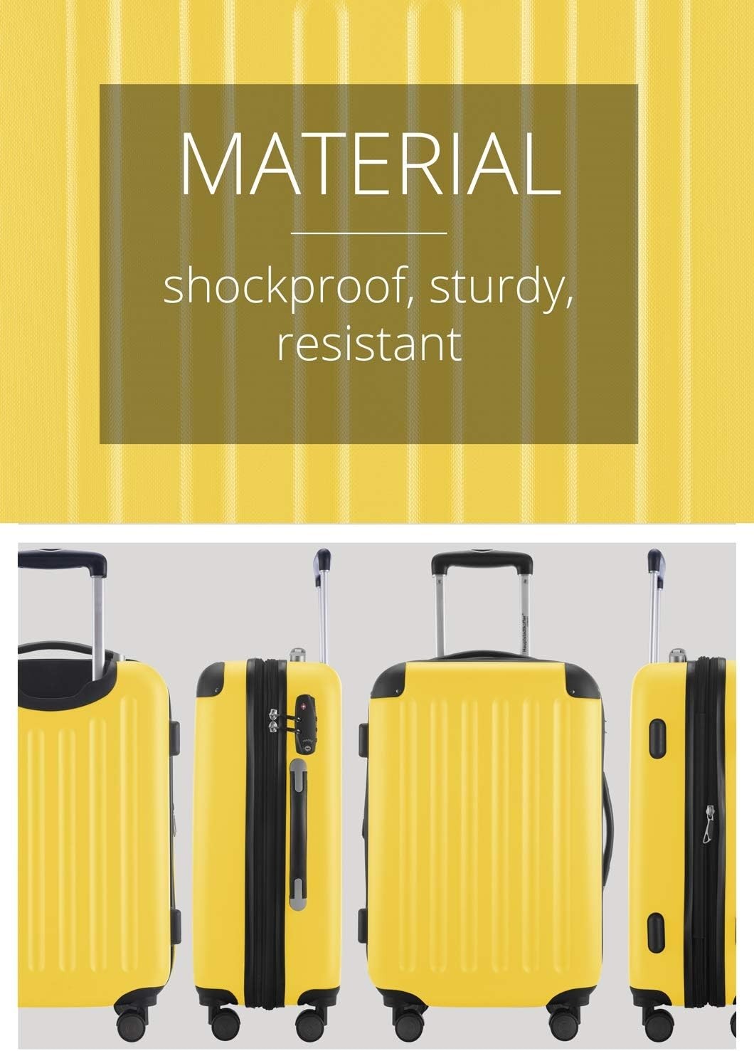55cm Cabin Hard Shell Suitcase Expandable Spinner Wheels TSA Lock Carry On
