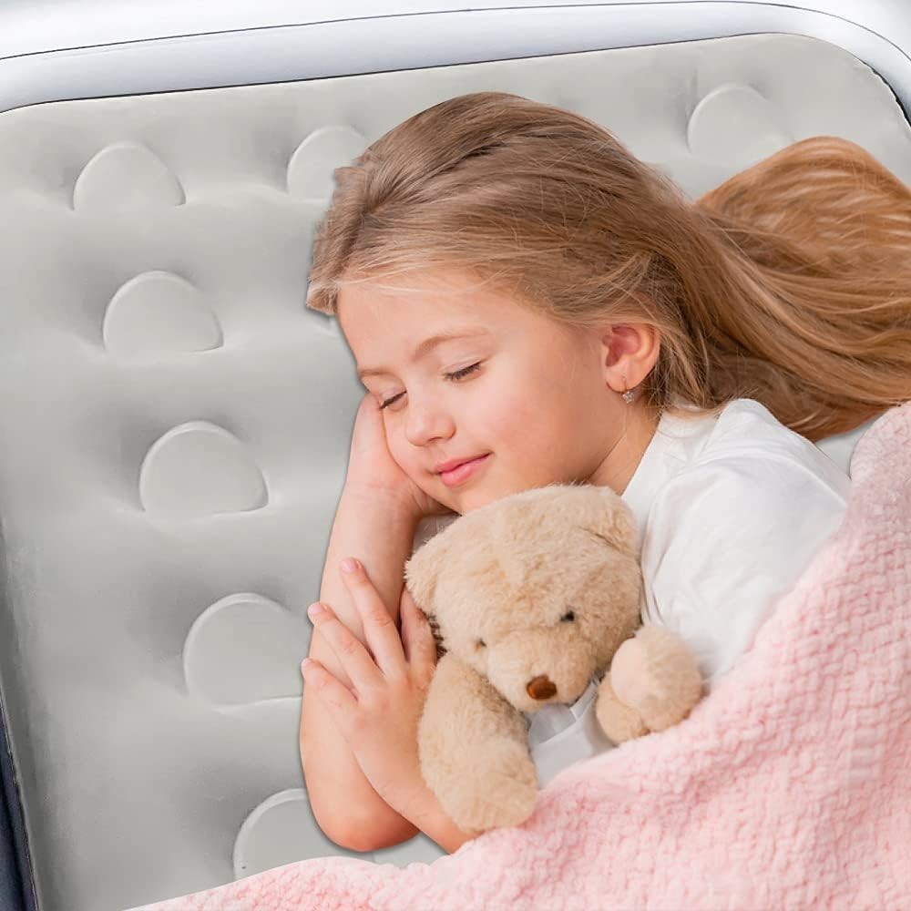 Portable Toddler Air Mattress Bed with Safety Rails & Electric Pump