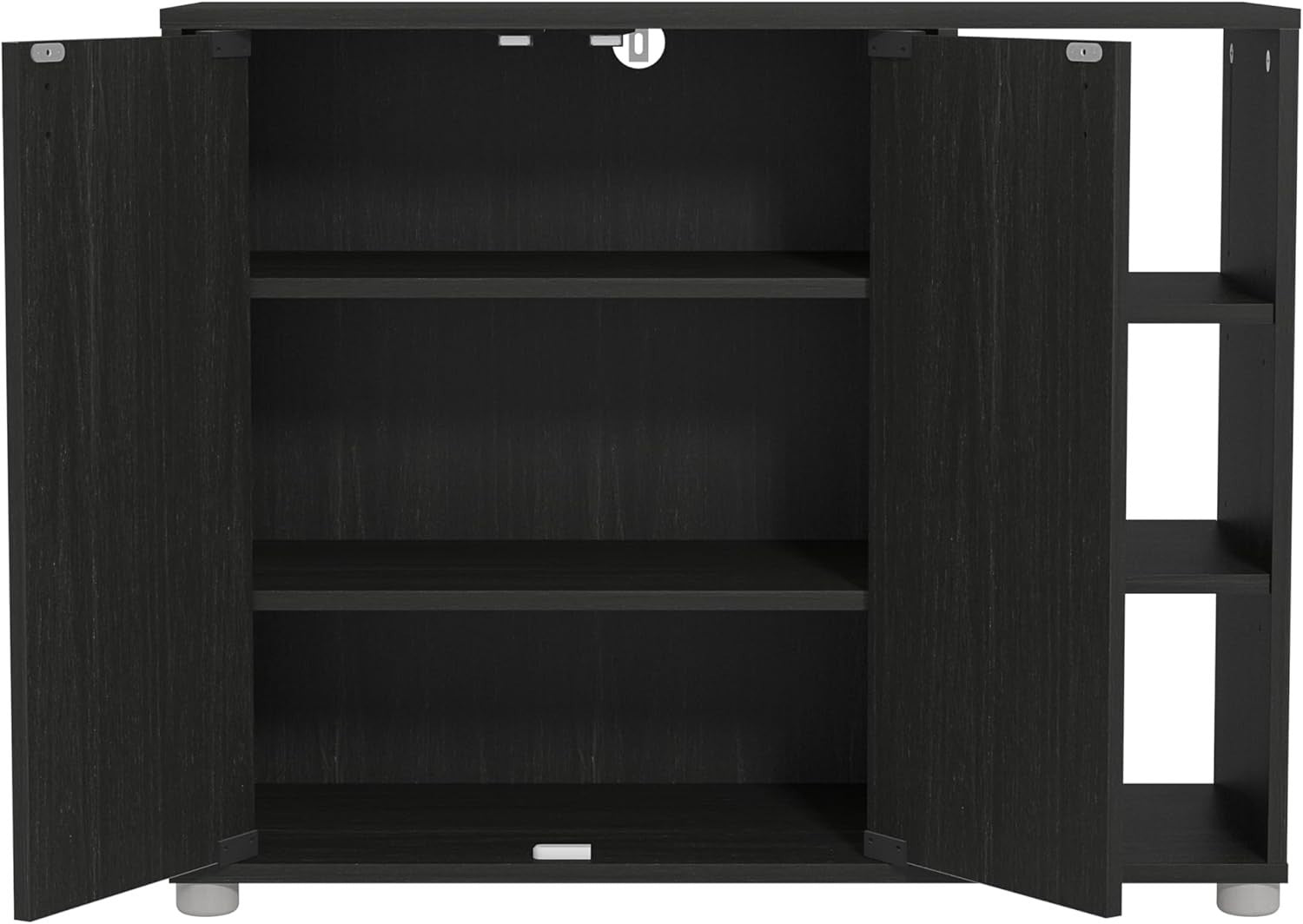 Rustic Shoe Storage Cabinet with Doors, 12-Pair Rack, Black Oak Finish