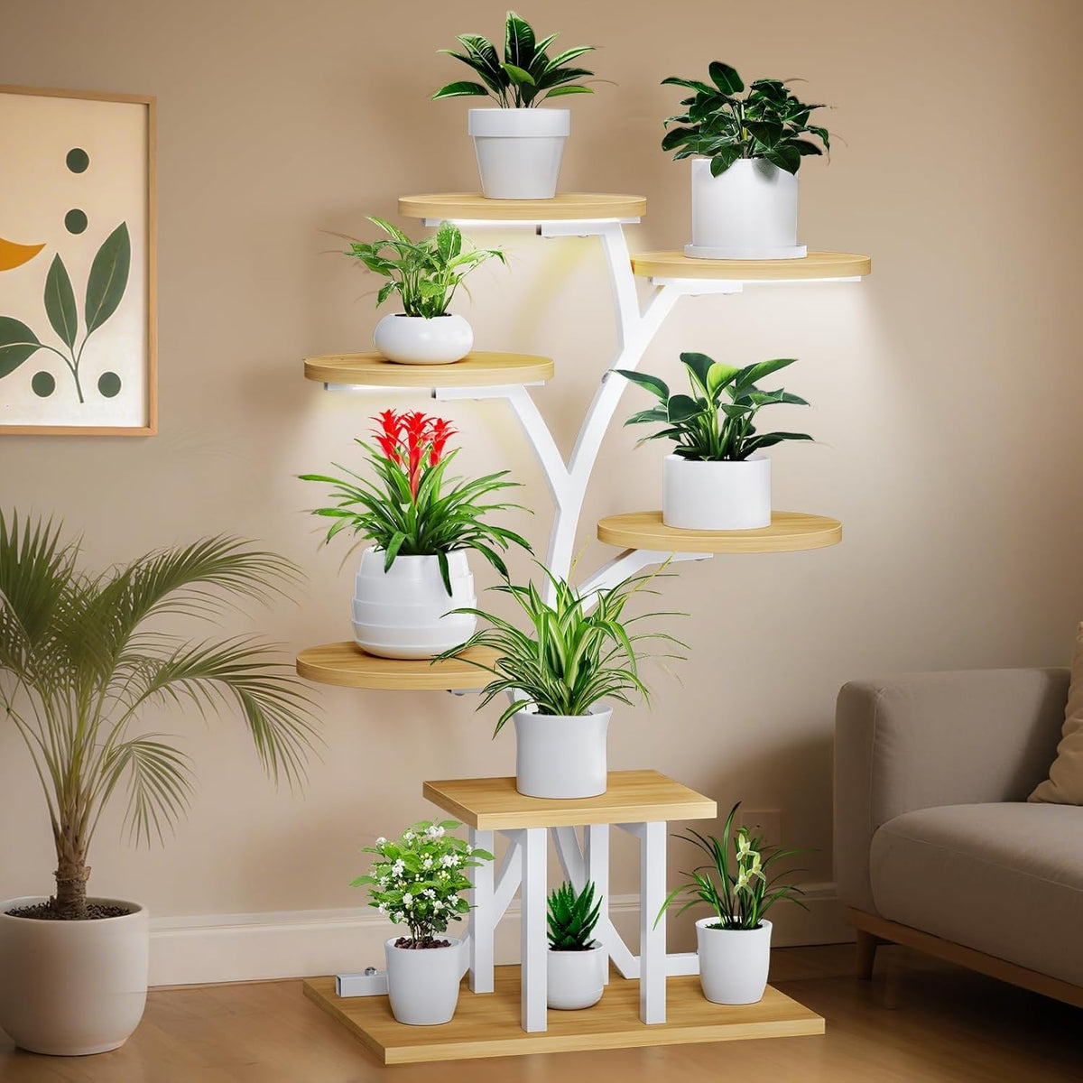 7 Tier Plant Stand with Grow Lights Indoor Metal Flower Shelf Rack for Home Deco