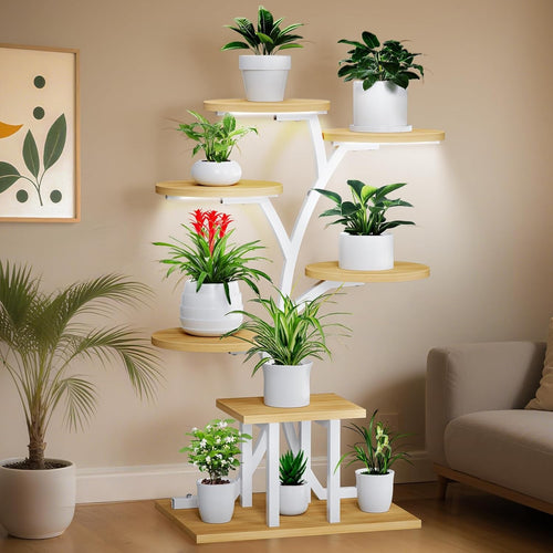 7 Tier Plant Stand with Grow Lights Indoor Metal Flower Shelf Rack for Home Deco