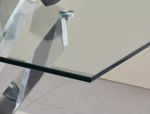 Clear Glass Dining Table 120x70cm Rectangle Chrome Legs Modern Design