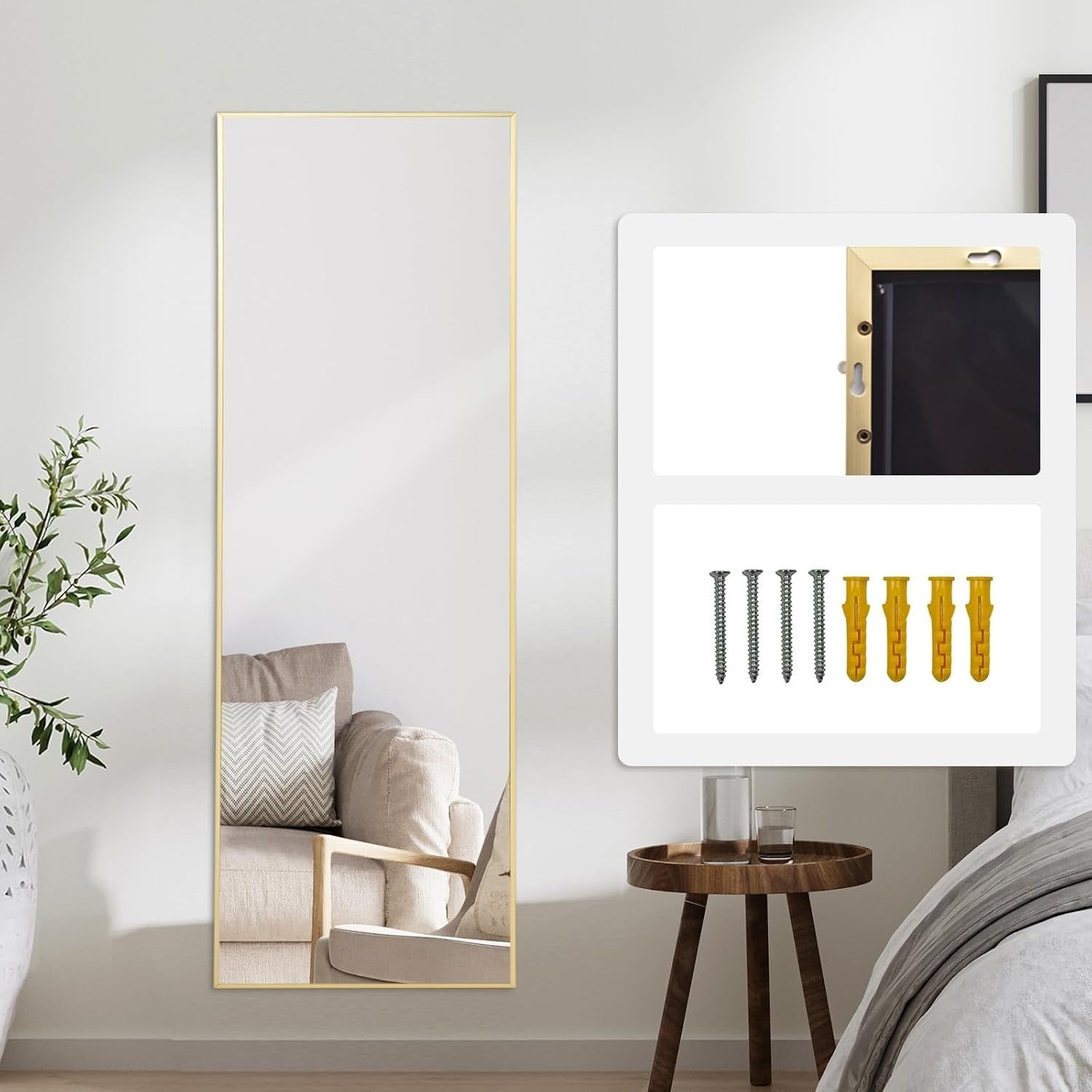 Full Length Over Door Mirror 127x41cm Gold Aluminum Frame