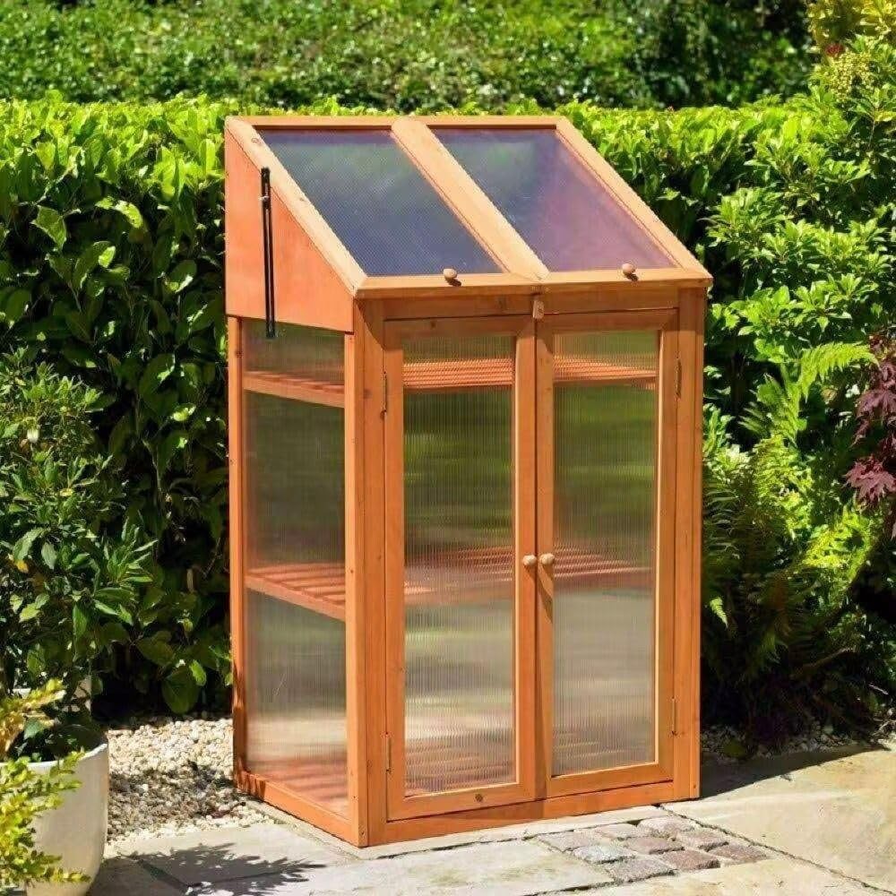 Premium Wooden Mini Greenhouse 3-Tier Cold Frame UV-Proof Adjustable Roof
