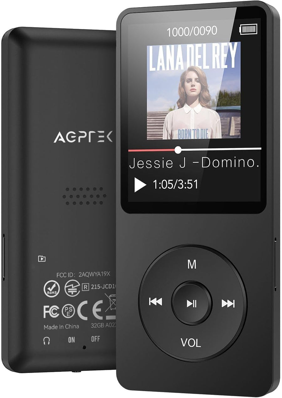 32GB MP3 Player Bluetooth 5.3 1.8" Screen Speaker FM 128GB