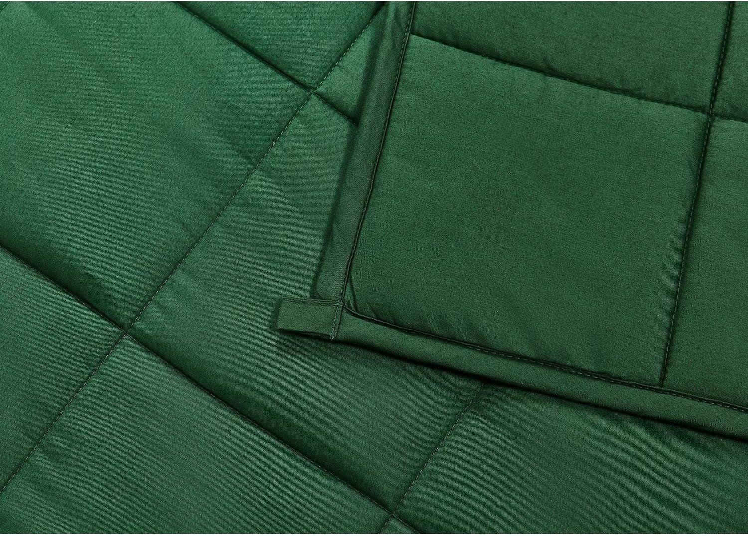 Weighted Blanket 60x80", 15lbs Cotton, Glass Beads, Breathable, Dark Green