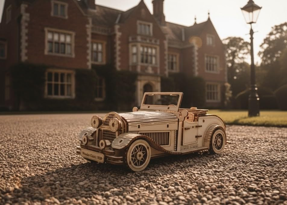 3D Wooden Vintage Car Puzzle DIY Model Kit Opening Doors 150PCS Adult