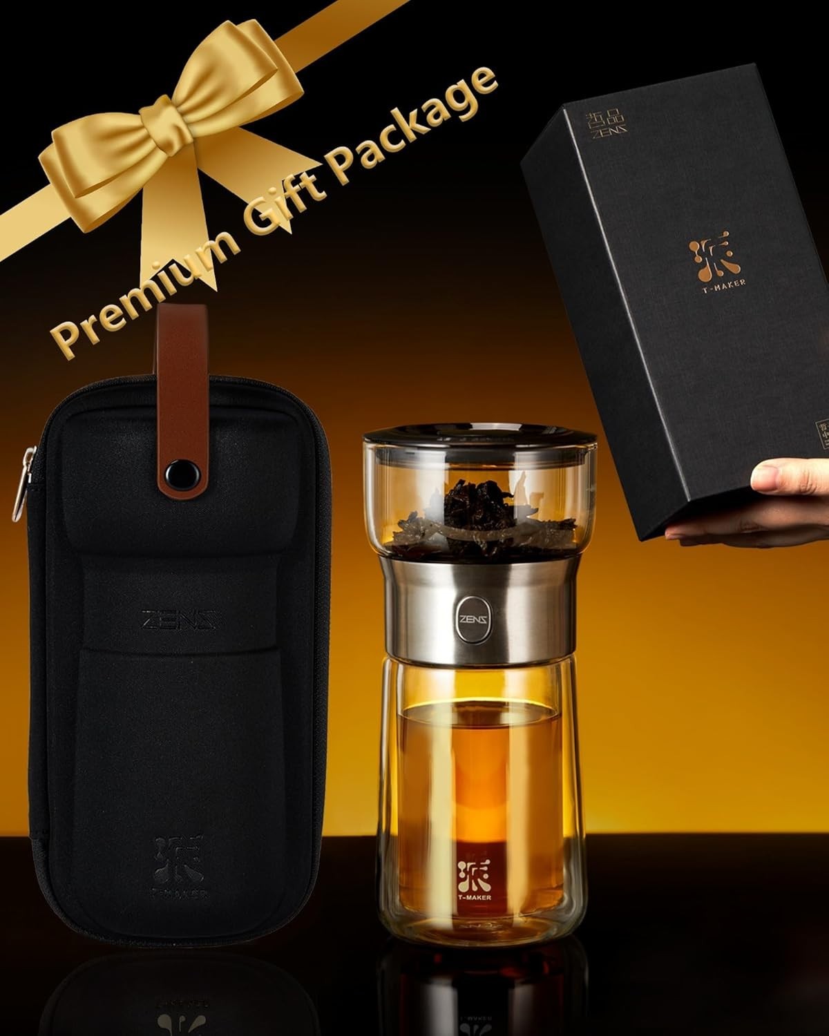 Loose Leaf Tea Maker 270ml One Touch Brewer Glass Infuser Cup Set