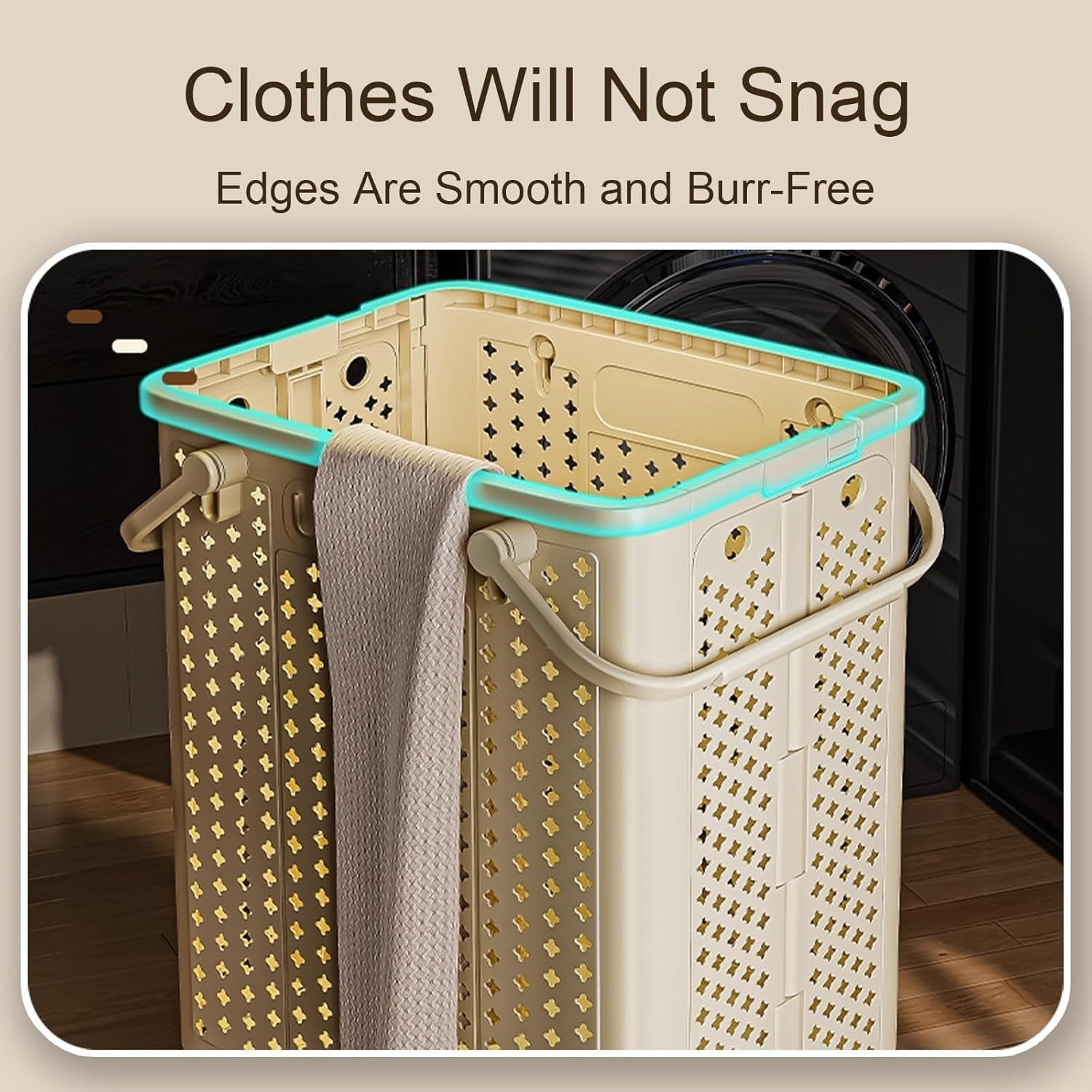 Large Rolling Laundry Basket on Wheels | Collapsible Hamper with Handles | Venti