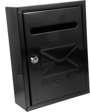 Lockable Wall Mount Mailbox Black Metal Weatherproof Post Box for Home Garden