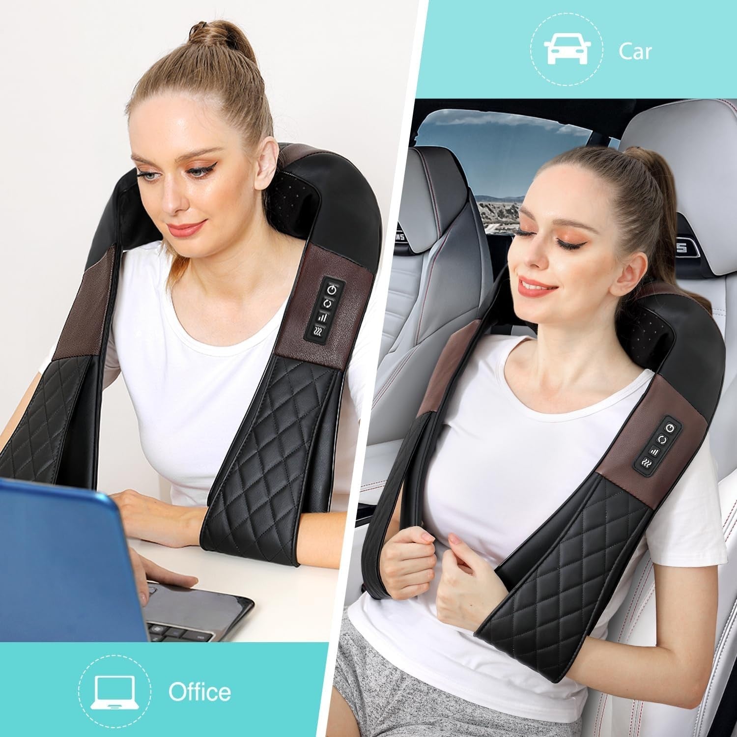 Shiatsu Neck Shoulder Massager with Heat Deep Kneading Back Pain Relief