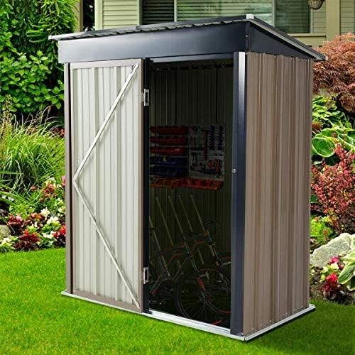 Compact 3x5 ft Metal Garden Shed Storage with Lockable Doors
