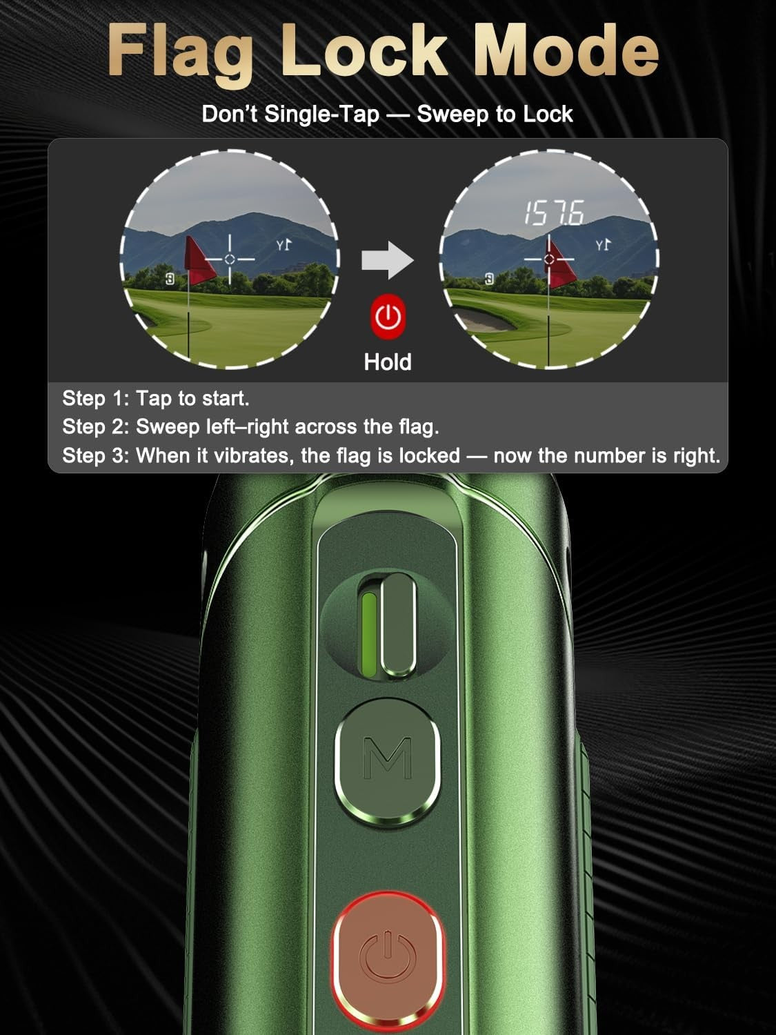 Golf Rangefinder with Slope 1300Y Flag Lock 7X Zoom Magnetic Rechargeable
