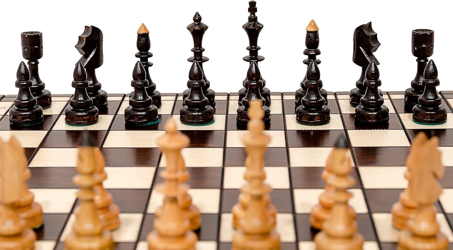 48cm Luxury Wooden Chess Set – Handcrafted Burned Board & Clear Readable Pieces