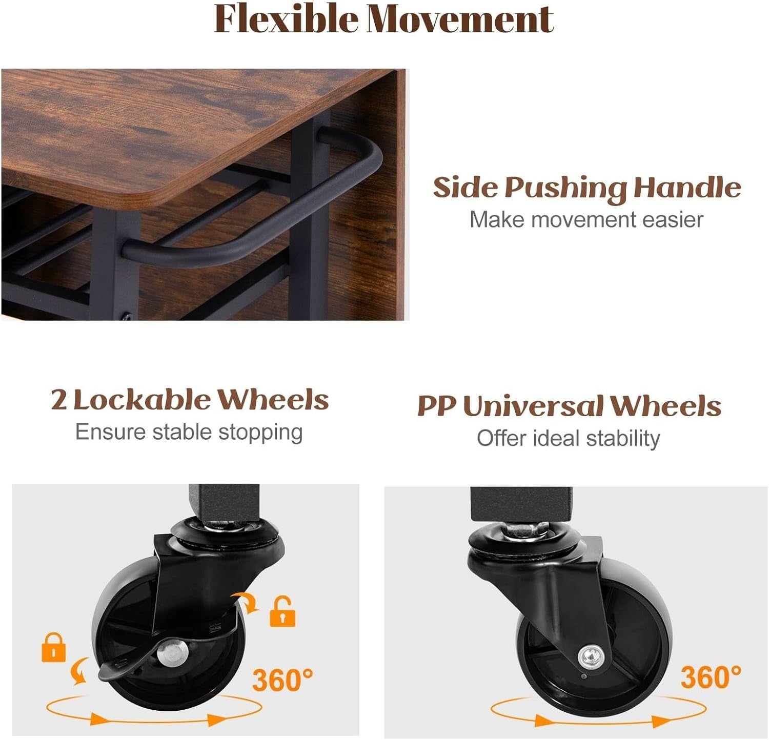 3-Piece Folding Dining Table & Stools Set with Wine Rack Storage Brown