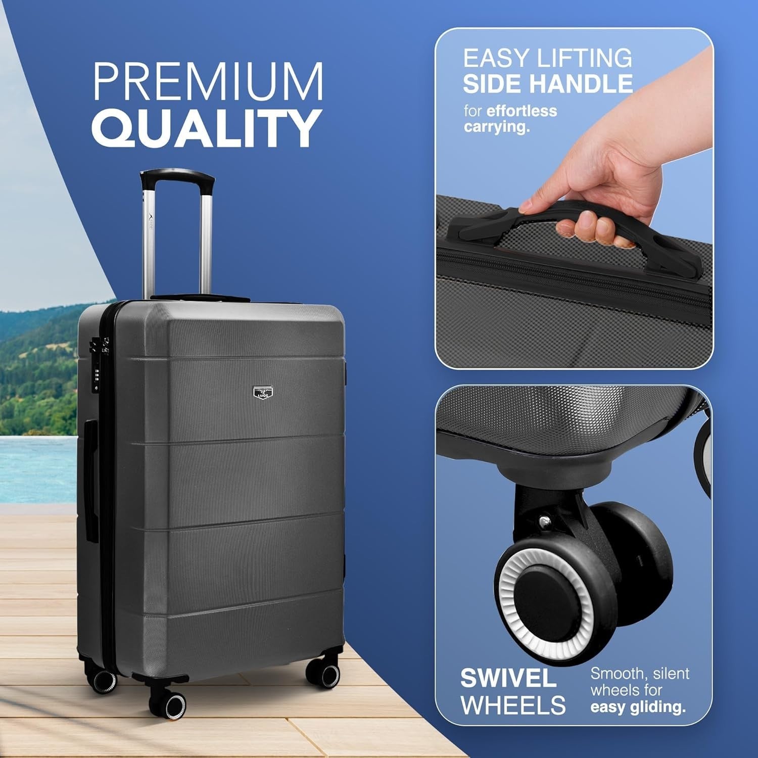 28” Large Checked Suitcase ABS Hard Shell 4 Wheel Spinner TSA Lock