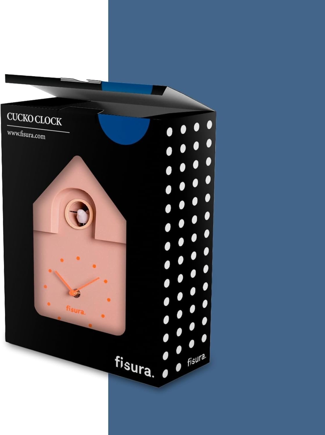 Modern Beige Cuckoo Wall Clock with Orange Dial | Silent, Battery Operated